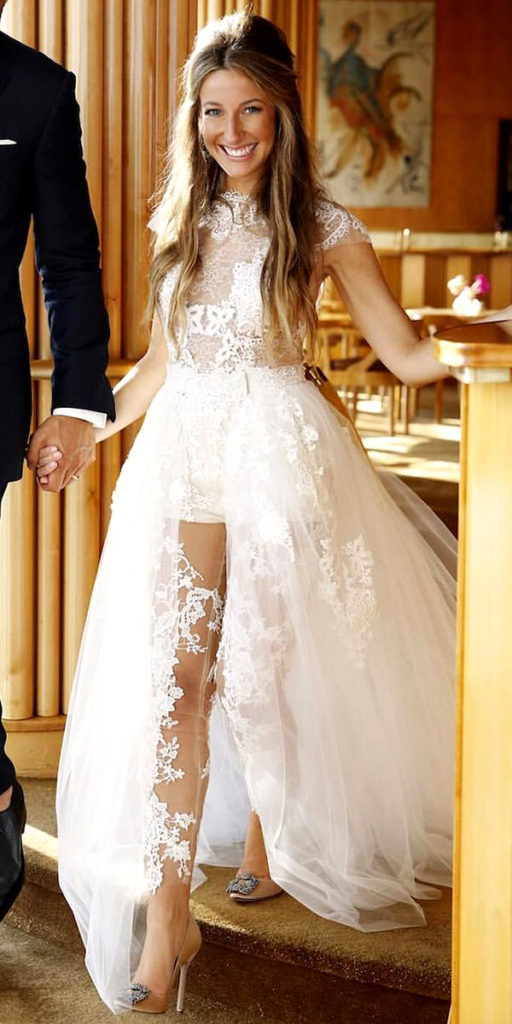 Jumpsuit Wedding Dress With Detachable Train Front 2 512x1024 