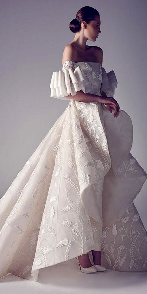 off shoulder wedding dress pantsuit sexy women's bridal gowns
