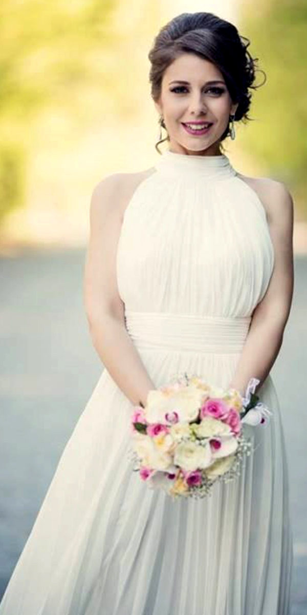 ruched chiffon wedding dress sexy women's bridal gowns cheap