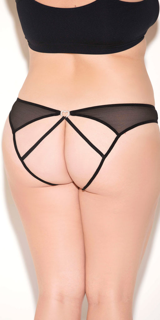 plus size black caged back panty sexy women's lingerie full-figured curvy