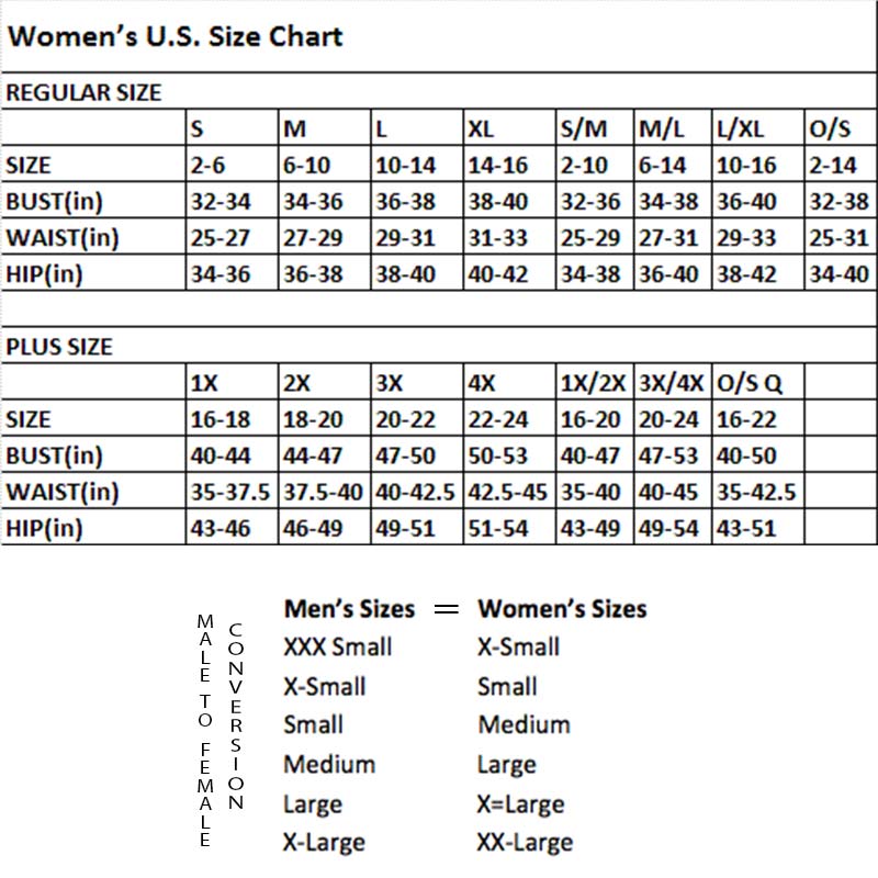 Womens 4x Size Chart