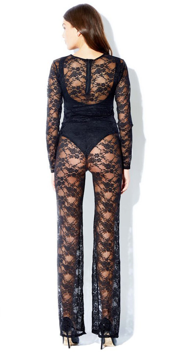 black floral lace catsuit sexy women's hosiery