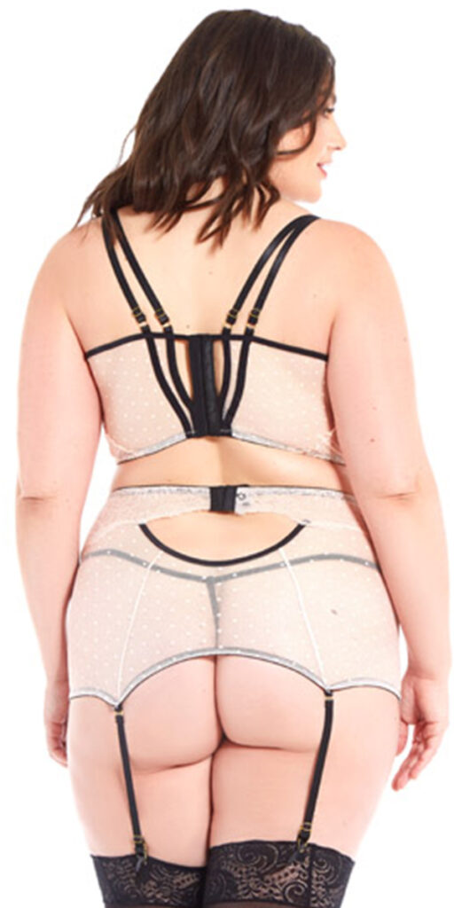 nude and black dot mesh lace bra set sexy women's intimates curvy