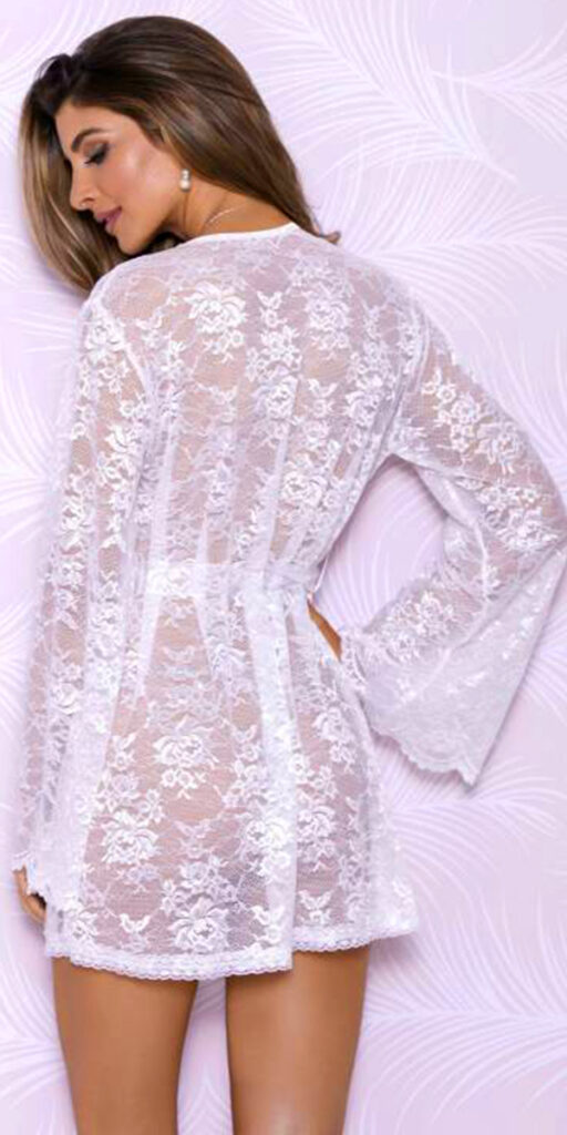 white floral lace robe sexy women's loungewear