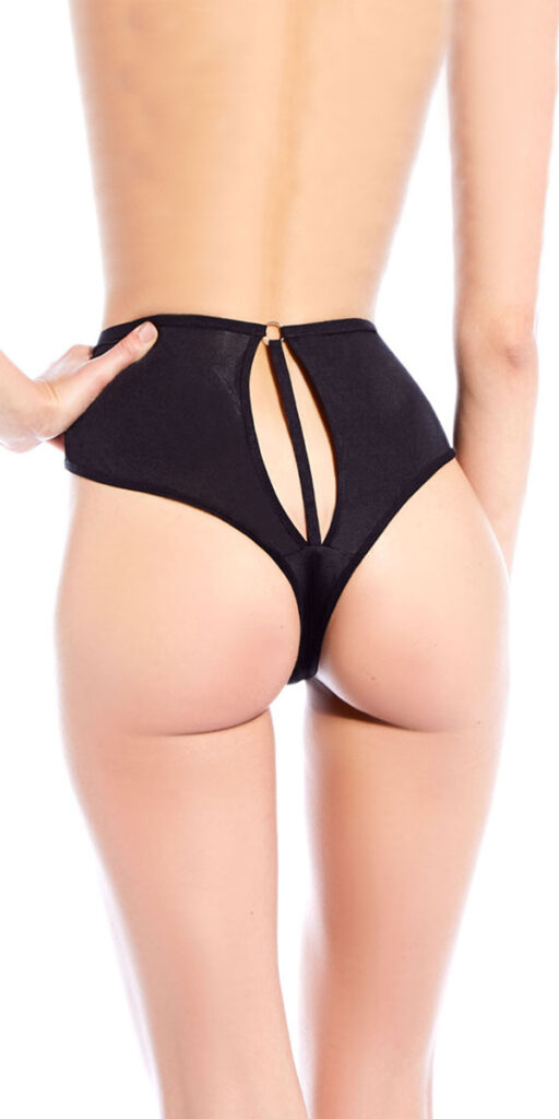 black microfiber panty with keyholes sexy women's underwear