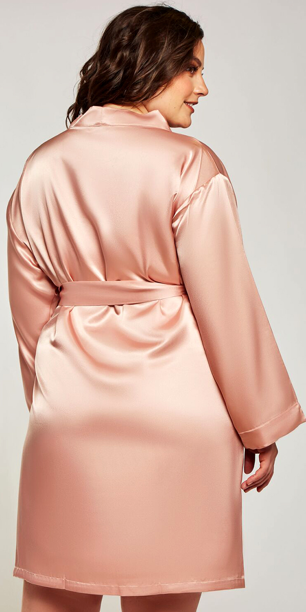 plus size satin robe with long sleeves sexy women's loungewear