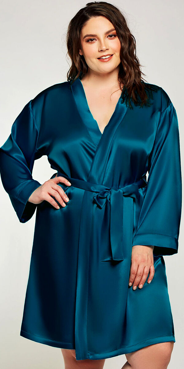 plus size satin robe with long sleeves sexy women's loungewear