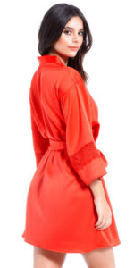 Red Satin Lace Insert Robe | Sexy Women's Loungewear, Sleepwear