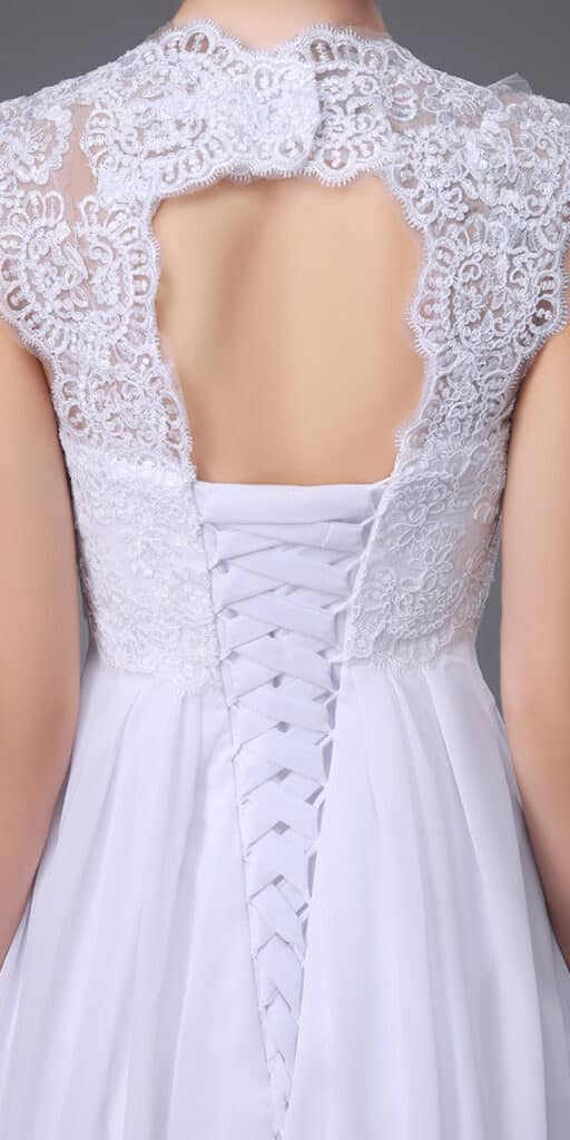 a-line chiffon lace long beach wedding dress sexy women's cheap bridal gown