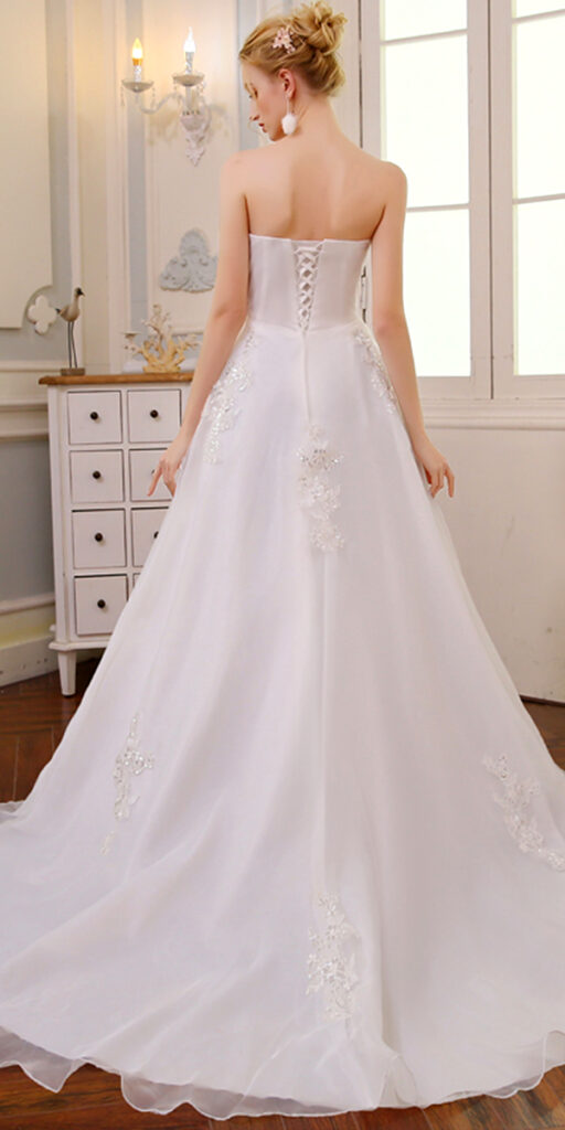 a-line organza lace vintage long wedding dress sexy women's cheap bridal gown
