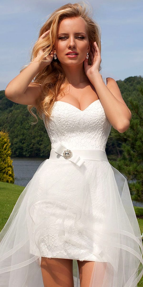 ALine Tulle Sleeveless Short Beach Wedding Dress with