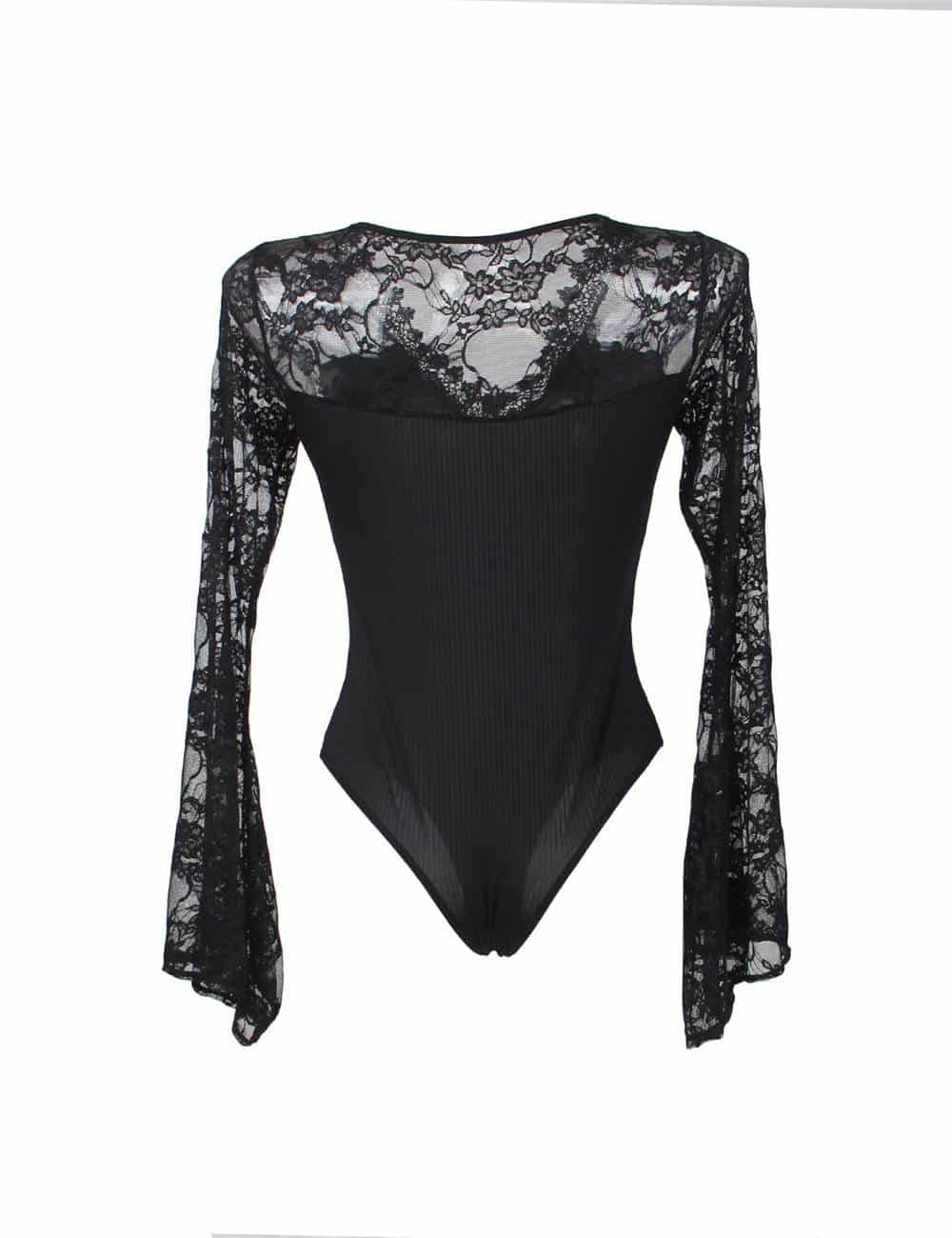 Black Lace Sleeve Teddy| Bodysuit| Lingerie| Plus Size