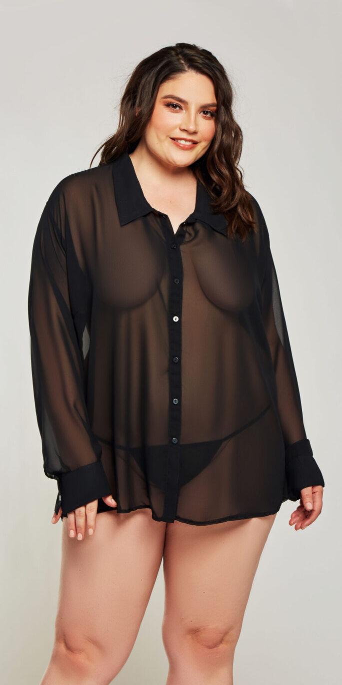 Chiffon Button Down Sleep Shirt